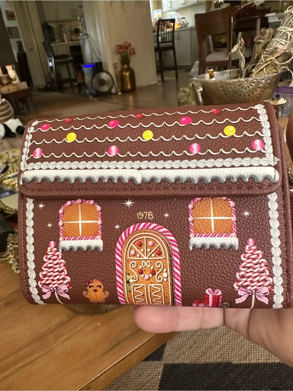 Betsey Johnson Baking spirits bright Brown Gingerbread House wallet New tags